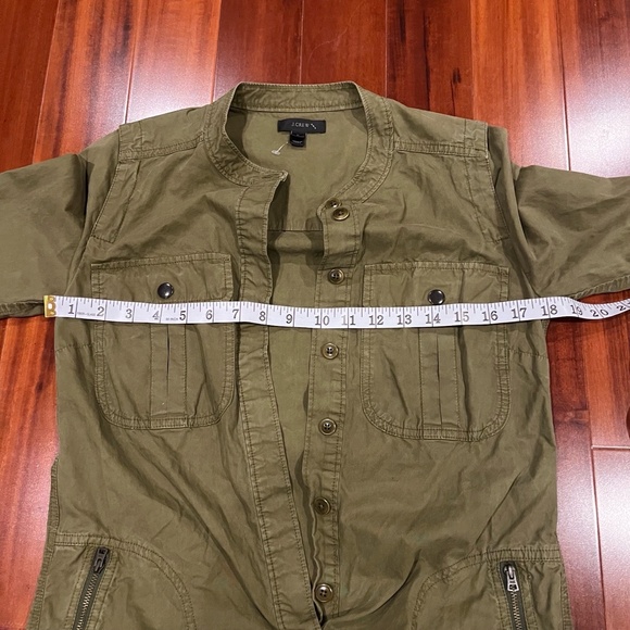 J.Crew Olive Green Dress‎ Cargo Button Front Utility Long Sleeve Lyocell Size 0 - Picture 7 of 8